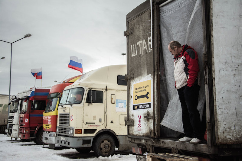 Russian truckers protest in St Petersburg, 2015