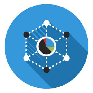 Hexagon with a pie chart icon representing staff cross-training in Government BD, Capture, and Proposals.